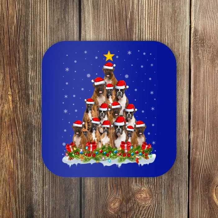 Boxer Dog Lover Xmas Tree Santa Christmas Boxer Gift Coaster