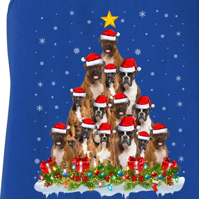 Boxer Dog Lover Xmas Tree Santa Christmas Boxer Gift Women's Racerback Tank