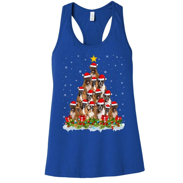 Boxer Dog Lover Xmas Tree Santa Christmas Boxer Gift Women's Racerback Tank