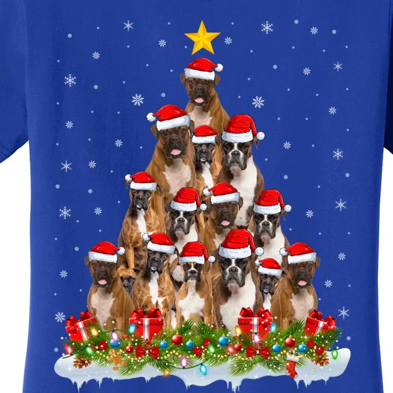 Boxer Dog Lover Xmas Tree Santa Christmas Boxer Gift Women's T-Shirt