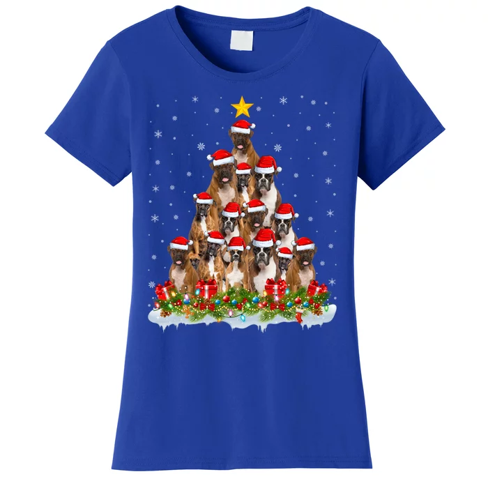 Boxer Dog Lover Xmas Tree Santa Christmas Boxer Gift Women's T-Shirt