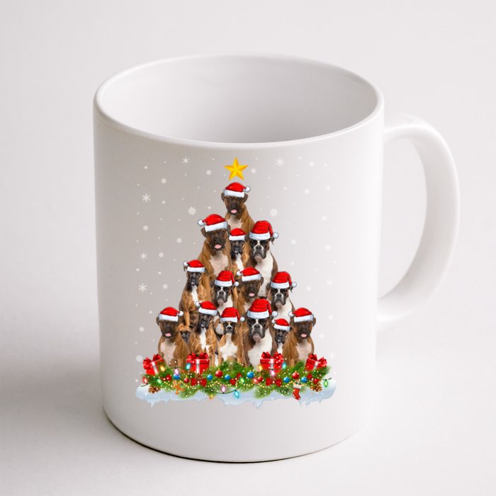 Boxer Dog Lover Xmas Tree Santa Christmas Boxer Gift Front & Back Coffee Mug