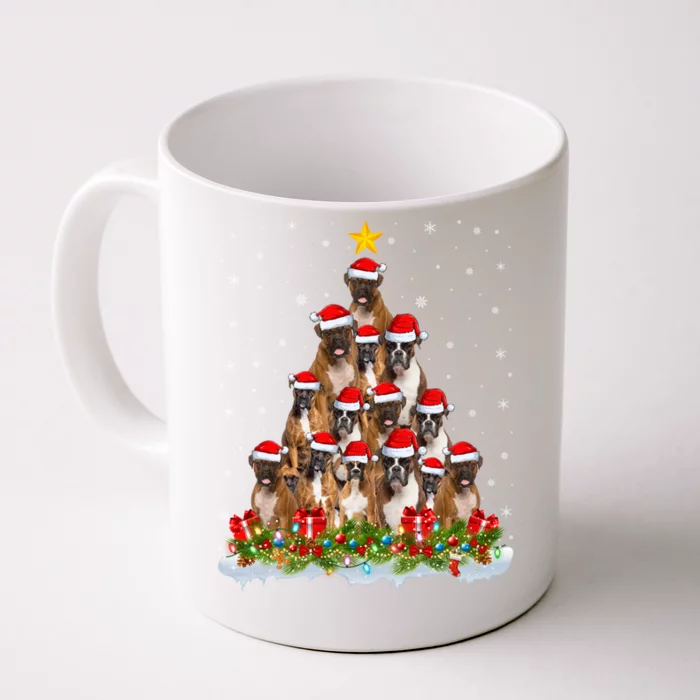 Boxer Dog Lover Xmas Tree Santa Christmas Boxer Gift Front & Back Coffee Mug