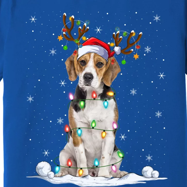 Beagle Dog Lover Xmas Lights Holiday Santa Beagle Christmas Gift Premium T-Shirt