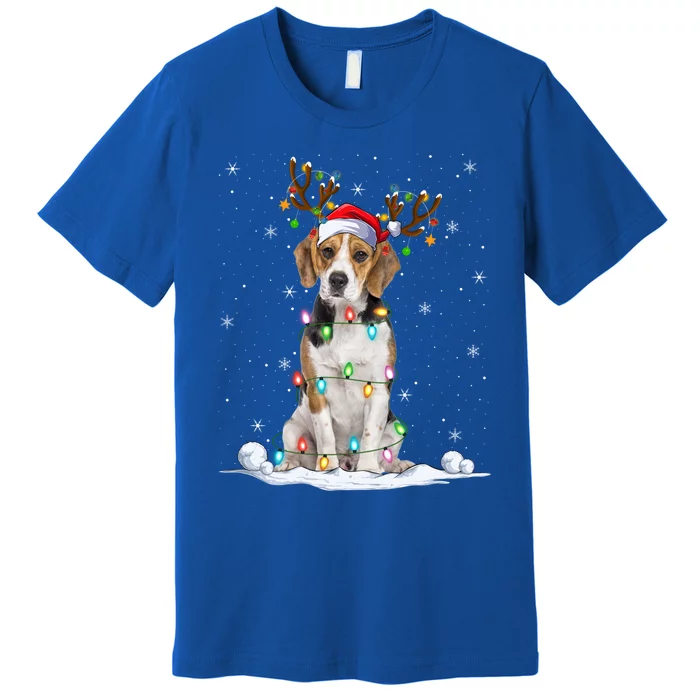 Beagle Dog Lover Xmas Lights Holiday Santa Beagle Christmas Gift Premium T-Shirt