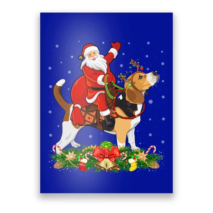 Beagle Dog Lover Funny Santa Riding Beagle Christmas Cool Gift Poster