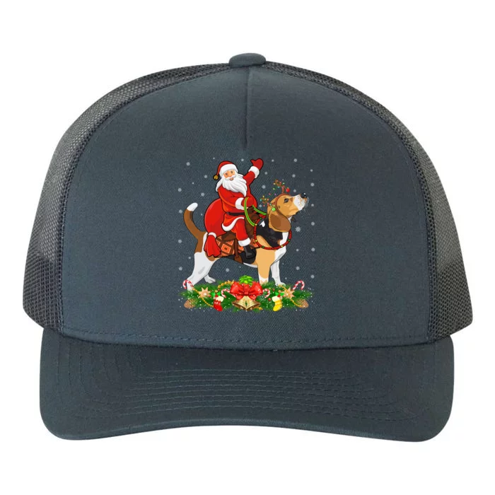 Beagle Dog Lover Funny Santa Riding Beagle Christmas Cool Gift Yupoong Adult 5-Panel Trucker Hat