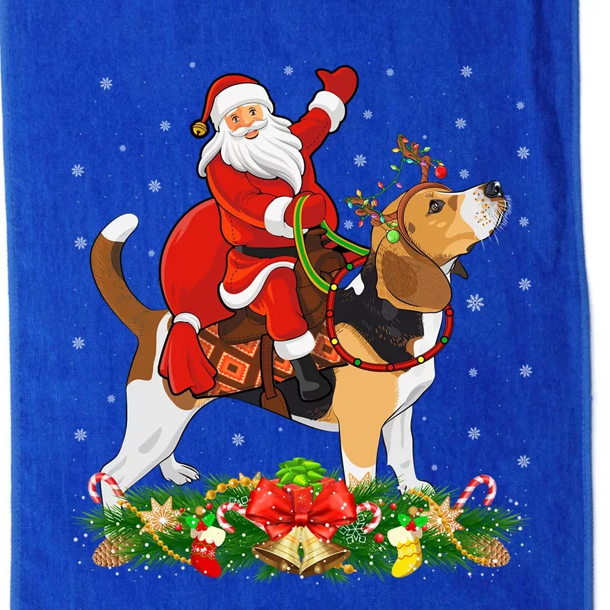 Beagle Dog Lover Funny Santa Riding Beagle Christmas Cool Gift Platinum Collection Golf Towel