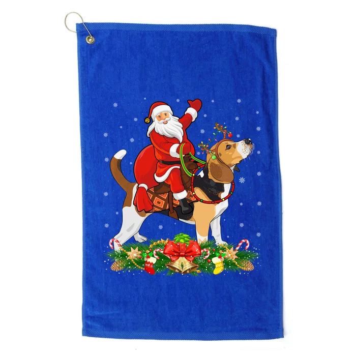 Beagle Dog Lover Funny Santa Riding Beagle Christmas Cool Gift Platinum Collection Golf Towel