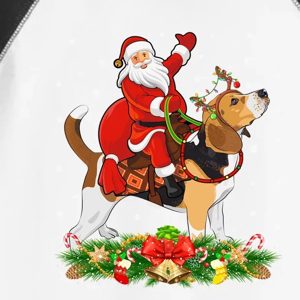 Beagle Dog Lover Funny Santa Riding Beagle Christmas Cool Gift Toddler Fine Jersey T-Shirt