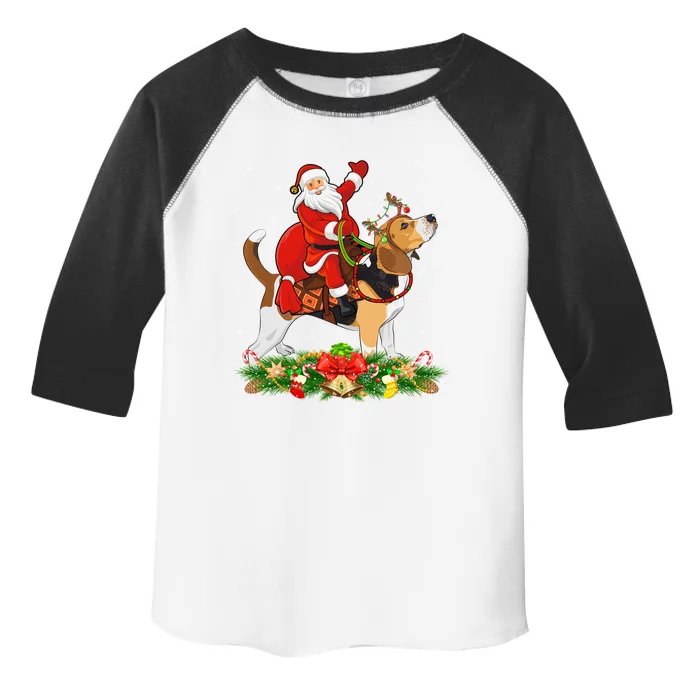 Beagle Dog Lover Funny Santa Riding Beagle Christmas Cool Gift Toddler Fine Jersey T-Shirt