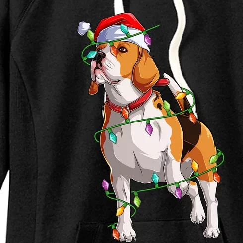 Beagle Dog Lover Xmas Santa Hat Beagle Christmas Gift Women's Fleece Hoodie