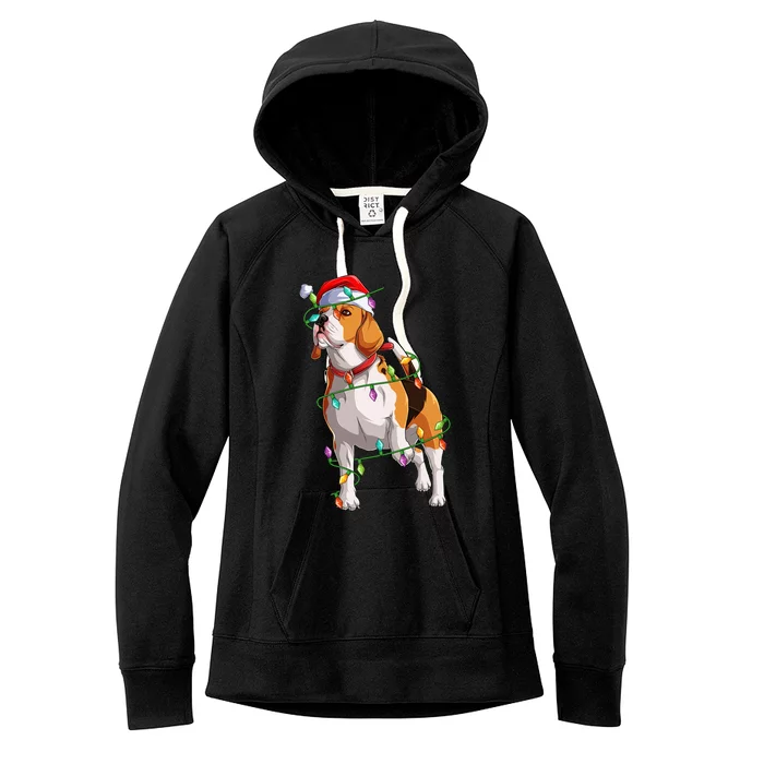 Beagle Dog Lover Xmas Santa Hat Beagle Christmas Gift Women's Fleece Hoodie