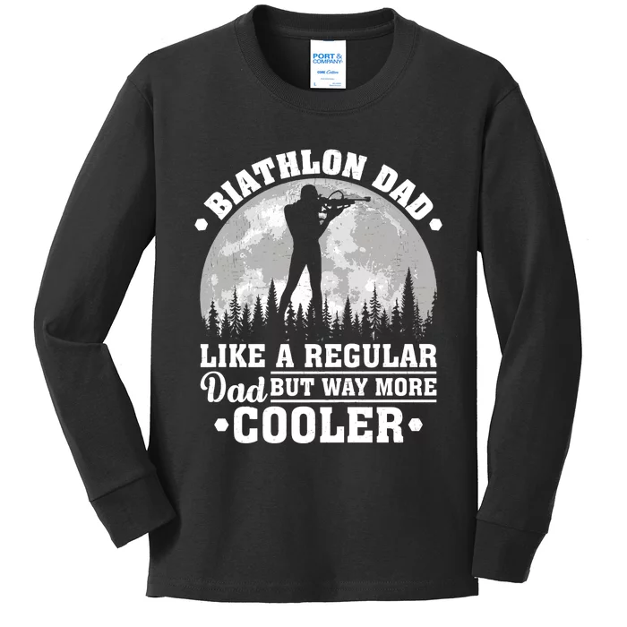 Biathlon Dad Like A Regular Dad Funny Biathlon Father's Day Premium Kids Long Sleeve Shirt