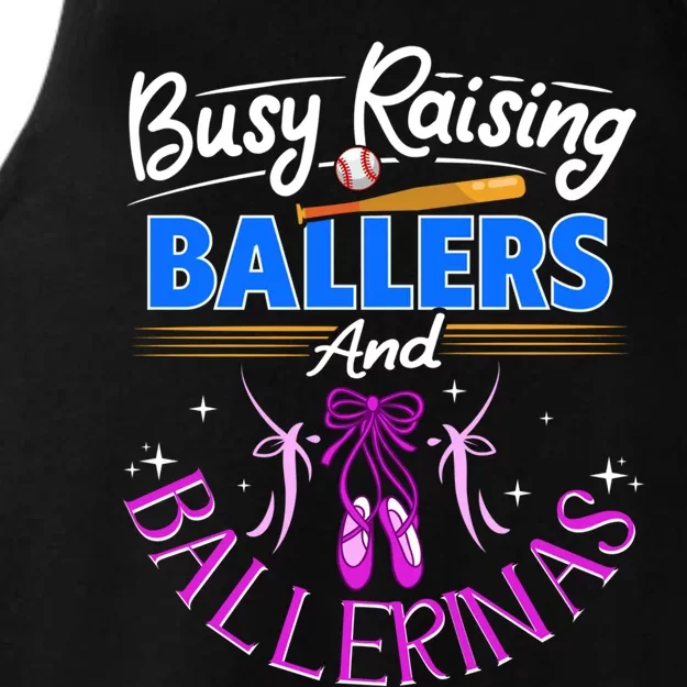 Baseball Dance Mom Gift Busy Raising Ballers And Ballerinas Gift Ladies Tri-Blend Wicking Tank