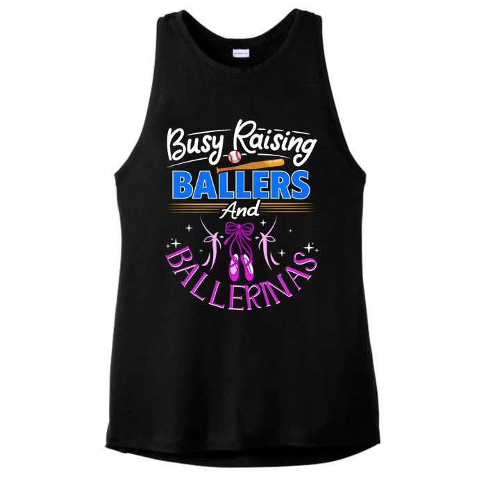 Baseball Dance Mom Gift Busy Raising Ballers And Ballerinas Gift Ladies Tri-Blend Wicking Tank