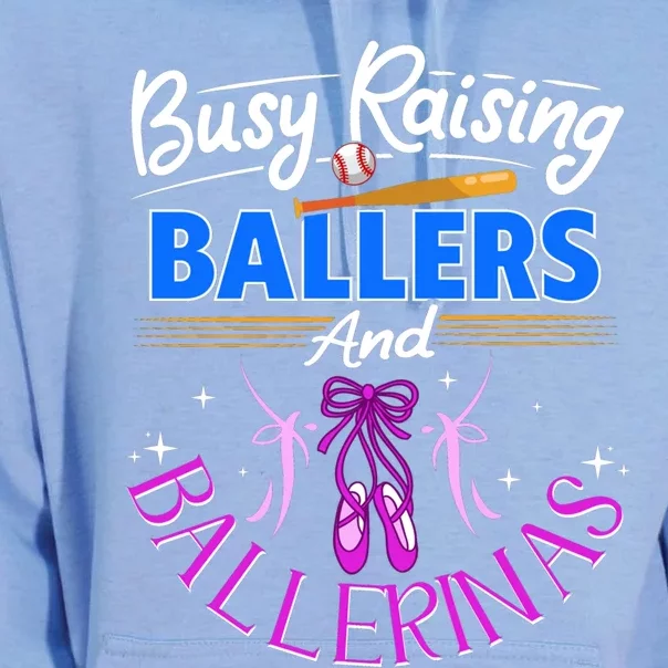 Baseball Dance Mom Gift Busy Raising Ballers And Ballerinas Gift Unisex Surf Hoodie