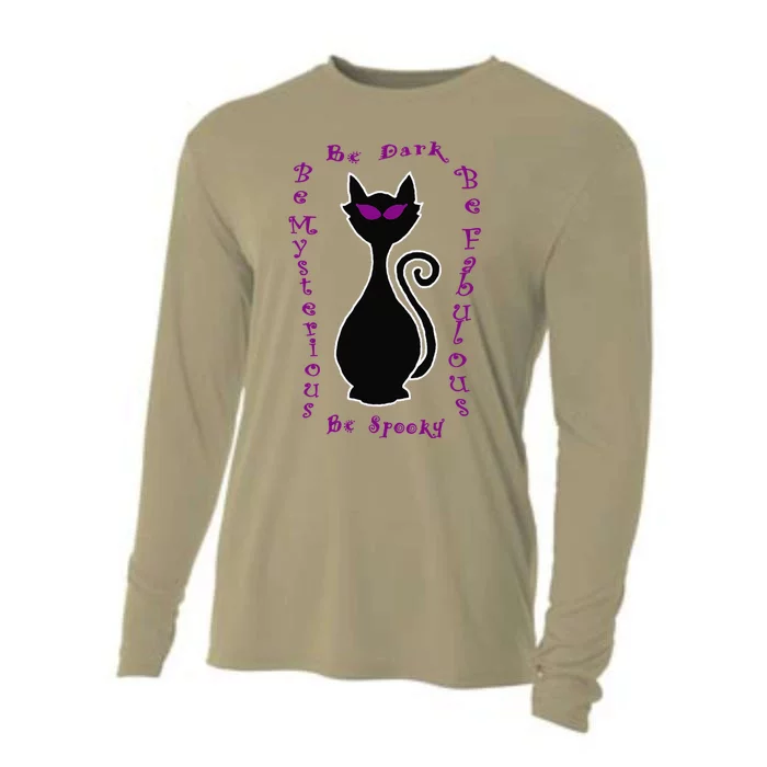 Be Dark Mysterious Spooky Fabulous! Halloween Black Cat Cooling Performance Long Sleeve Crew