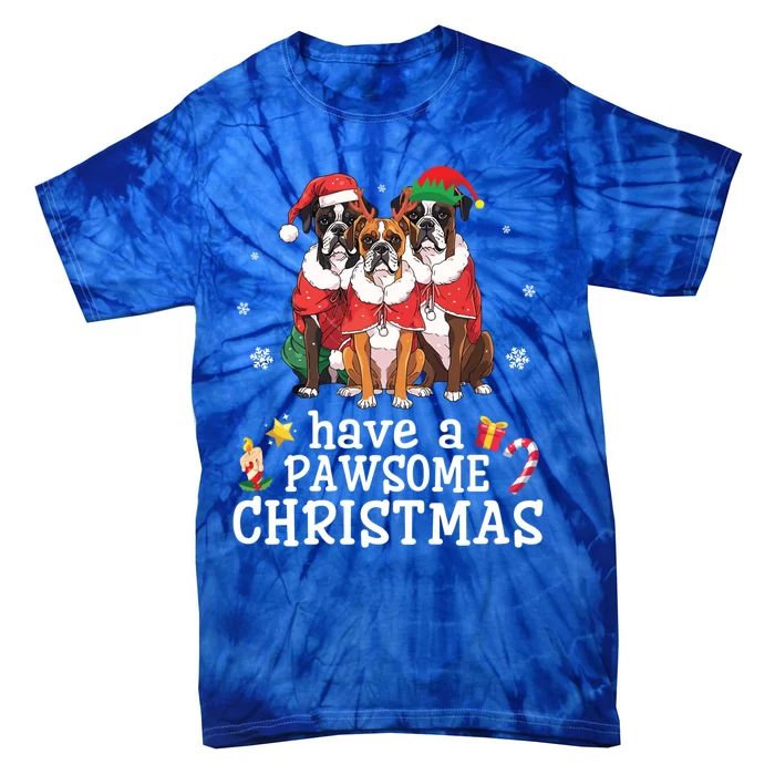 Boxer Dogs Merry Day Mother Father Have A Pawsome Christmas Meaningful Gift Tie-Dye T-Shirt