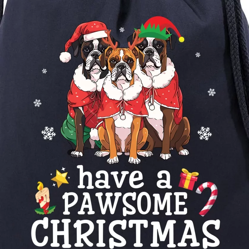 Boxer Dogs Merry Day Mother Father Have A Pawsome Christmas Meaningful Gift Drawstring Bag