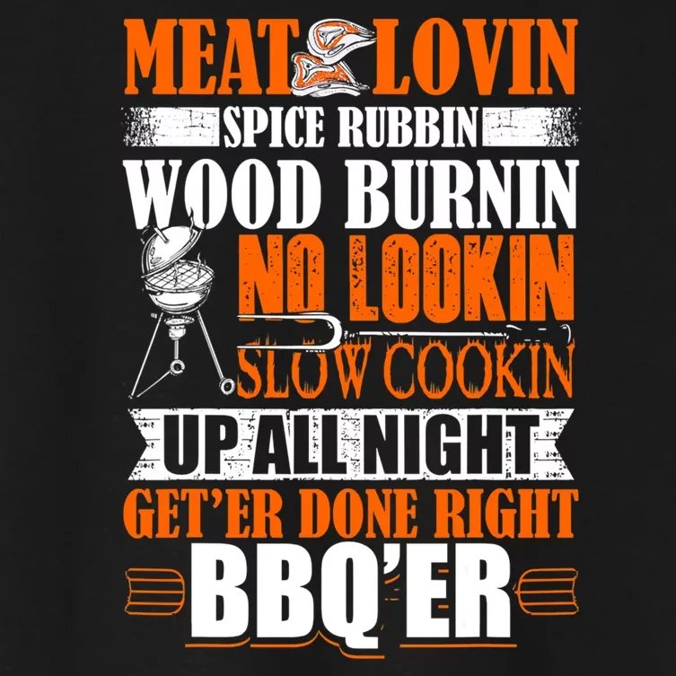 Bbq Design Meat Lovers Barbecue Smoking Grill Women's Crop Top Tee