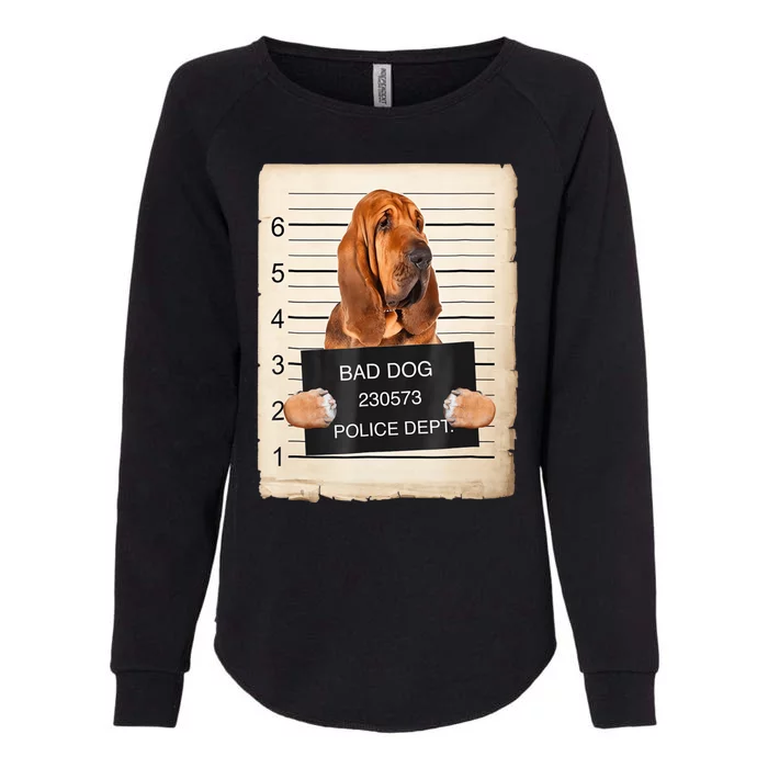 Bloodhound Dog Mug Shot Womens California Wash Sweatshirt