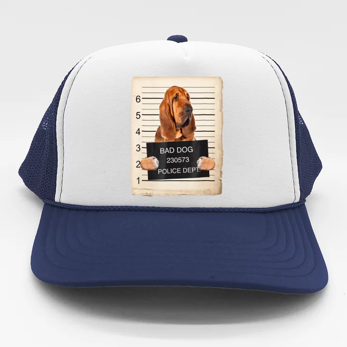 Bloodhound Dog Mug Shot Trucker Hat