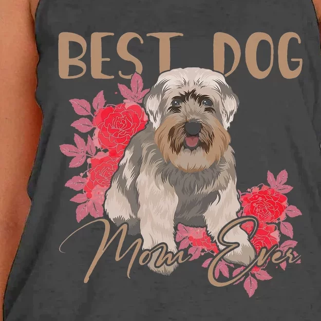 Best Dog Mom Ever Miniature Schnauzer Funny Mother's Women's Knotted Racerback Tank