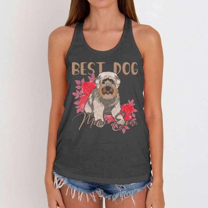 Best Dog Mom Ever Miniature Schnauzer Funny Mother's Women's Knotted Racerback Tank