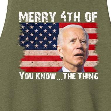 Biden Dazed Merry 4th Of You Know...The Thing Women’s Racerback Cropped Tank