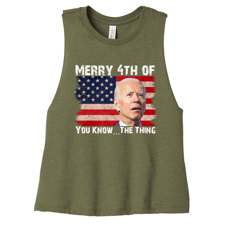 Biden Dazed Merry 4th Of You Know...The Thing Women’s Racerback Cropped Tank