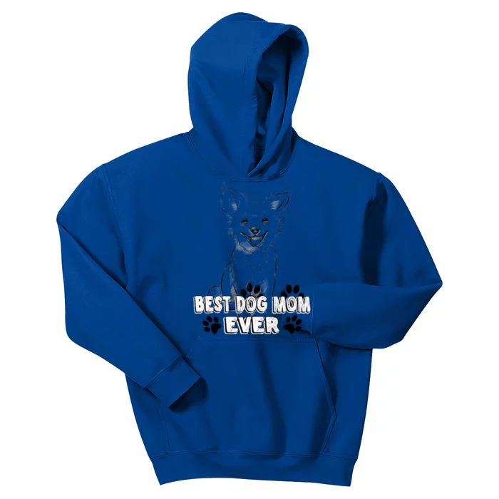 Best Dog Mom Ever Cardigan Welsh Simple Line Art Gift Kids Hoodie