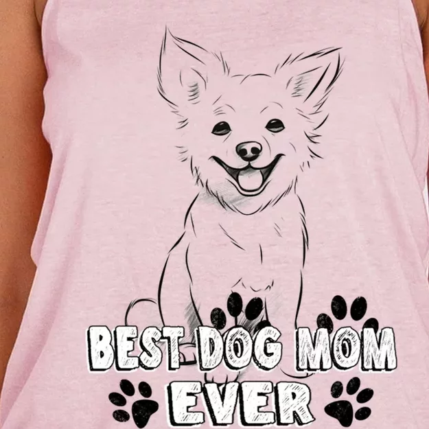 Best Dog Mom Ever Cardigan Welsh Simple Line Art Gift Women's Knotted Racerback Tank