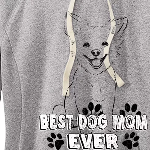 Best Dog Mom Ever Cardigan Welsh Simple Line Art Gift Women's Fleece Hoodie