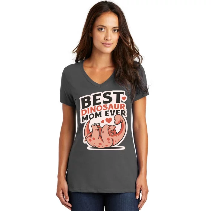 Best Dinosaur Mom Ever Mamasaurus Women's V-Neck T-Shirt