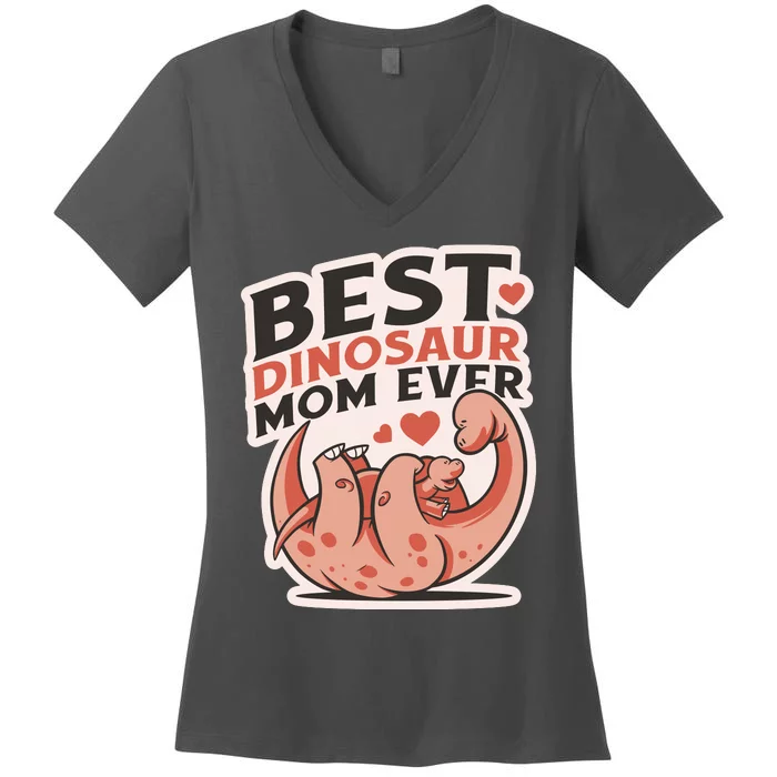 Best Dinosaur Mom Ever Mamasaurus Women's V-Neck T-Shirt