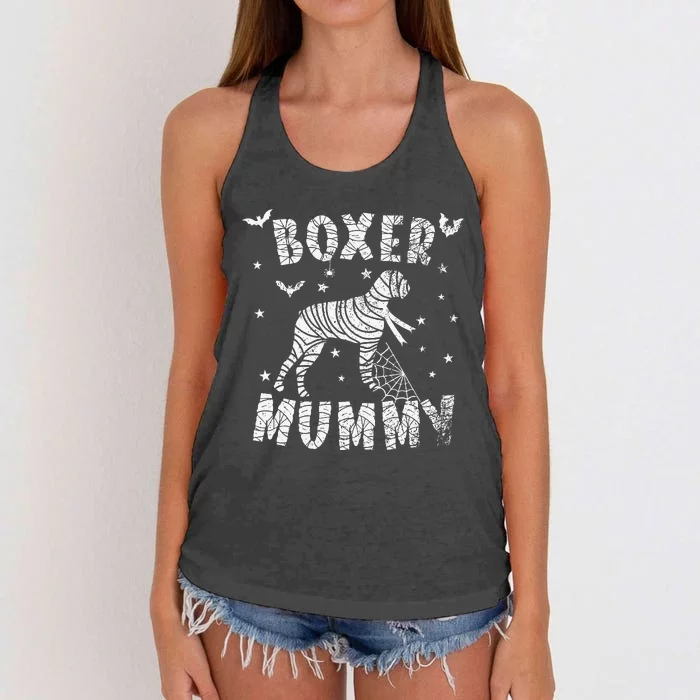 Boxer dog Mummy Halloween Women's Knotted Racerback Tank