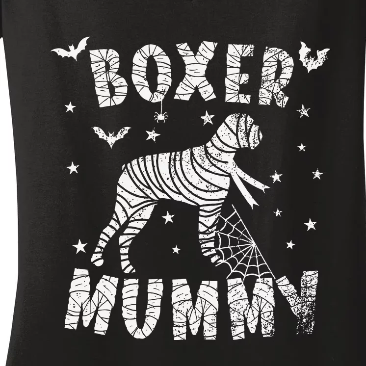 Boxer dog Mummy Halloween Women's V-Neck T-Shirt