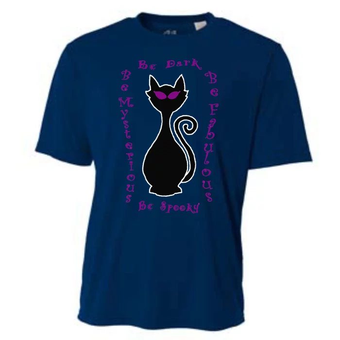 Be Dark Mysterious Spooky Fabulous! Halloween Black Cat Cooling Performance Crew T-Shirt