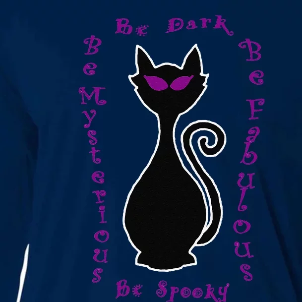 Be Dark Mysterious Spooky Fabulous! Halloween Black Cat Cooling Performance Long Sleeve Crew