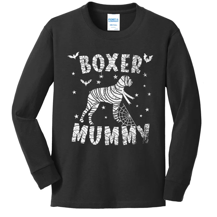 Boxer dog Mummy Halloween Kids Long Sleeve Shirt