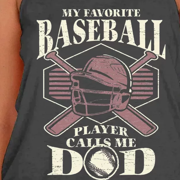 Baseball Dad My Favorite Baseball Player Calls Me Dad Women's Knotted Racerback Tank