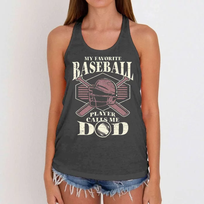 Baseball Dad My Favorite Baseball Player Calls Me Dad Women's Knotted Racerback Tank