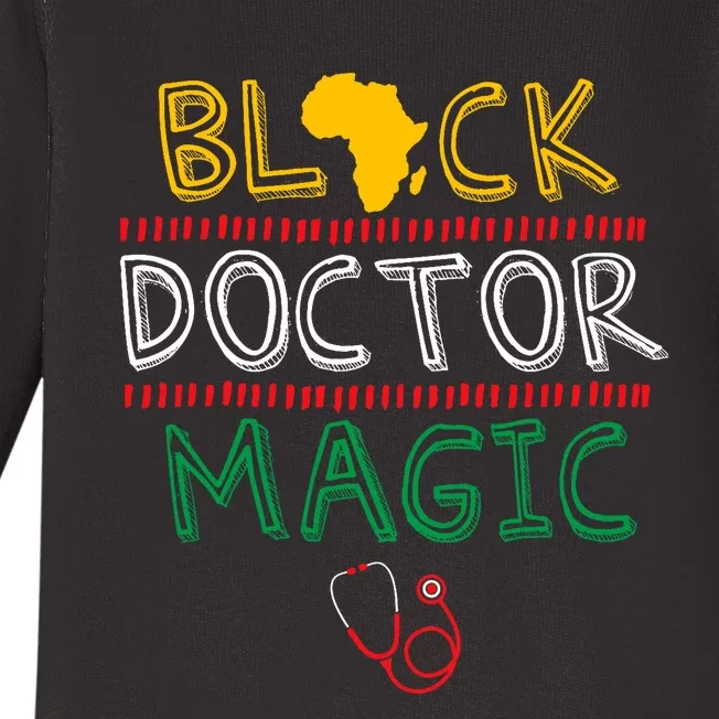 Black Doctor Magic Africa Map Cool Black History Month Gift Baby Long Sleeve Bodysuit