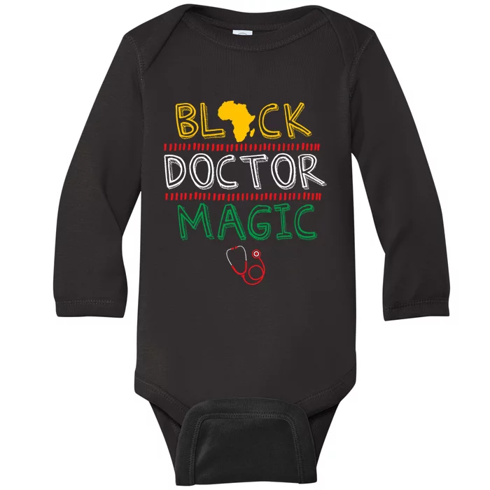 Black Doctor Magic Africa Map Cool Black History Month Gift Baby Long Sleeve Bodysuit