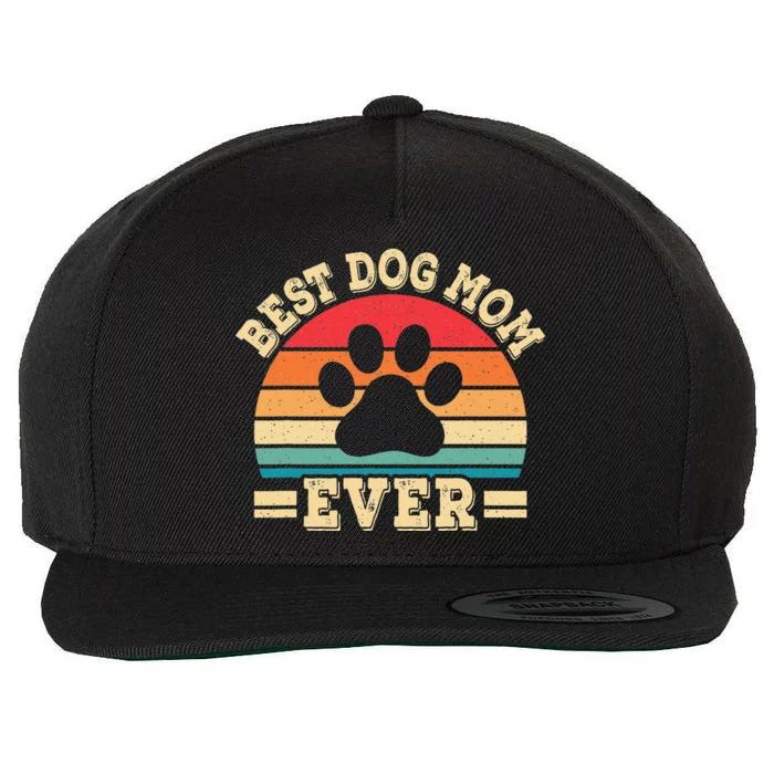 Best Dog Mom Ever Funny Dog Paw Mommy Wool Snapback Cap