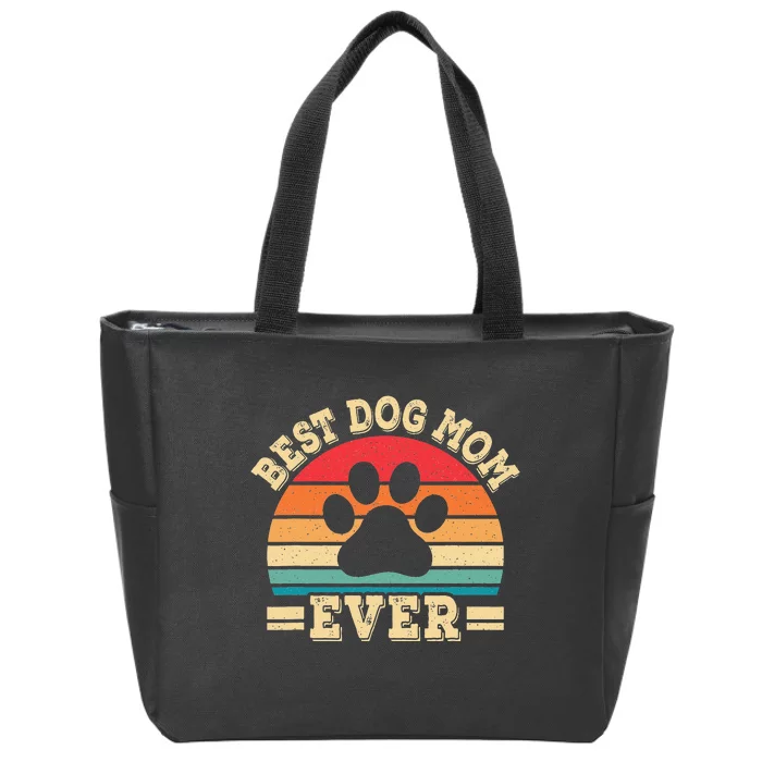 Best Dog Mom Ever Funny Dog Paw Mommy Zip Tote Bag