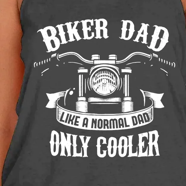 Biker Dad Motorcycle Father's Day Design for Fathers Women's Knotted Racerback Tank