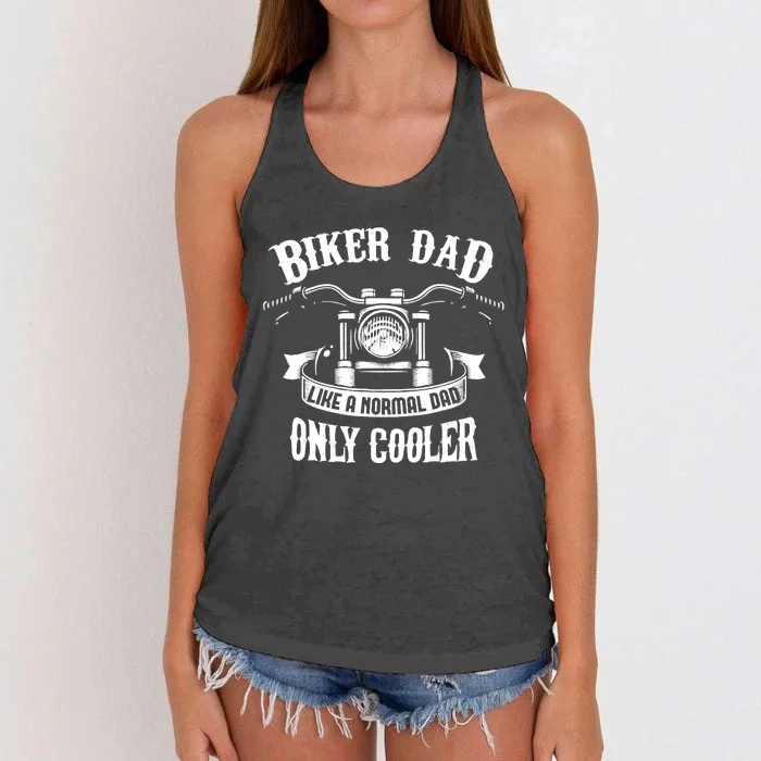 Biker Dad Motorcycle Father's Day Design for Fathers Women's Knotted Racerback Tank