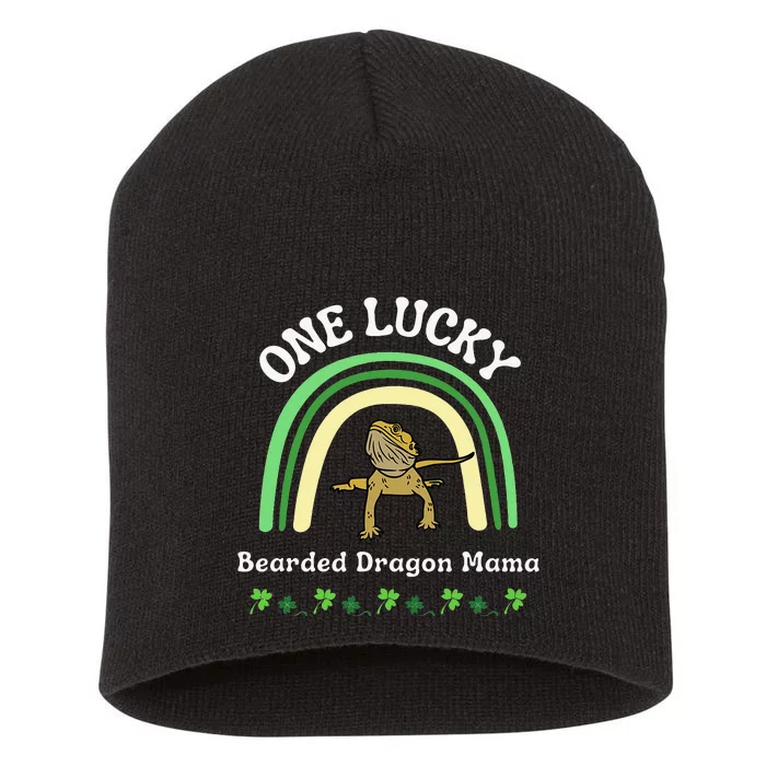 Bearded Dragon Mom Reptile funny St Patrick's Day Short Acrylic Beanie